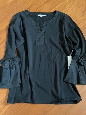 Chicos Bell Sleeve Top with Bows Size Medium NWT